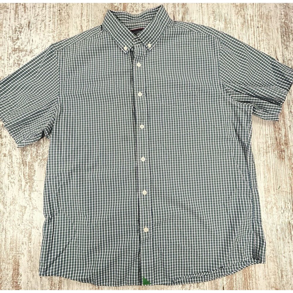 UNTUCKit Green & White Check Short Sleeve Button-Down Shirt